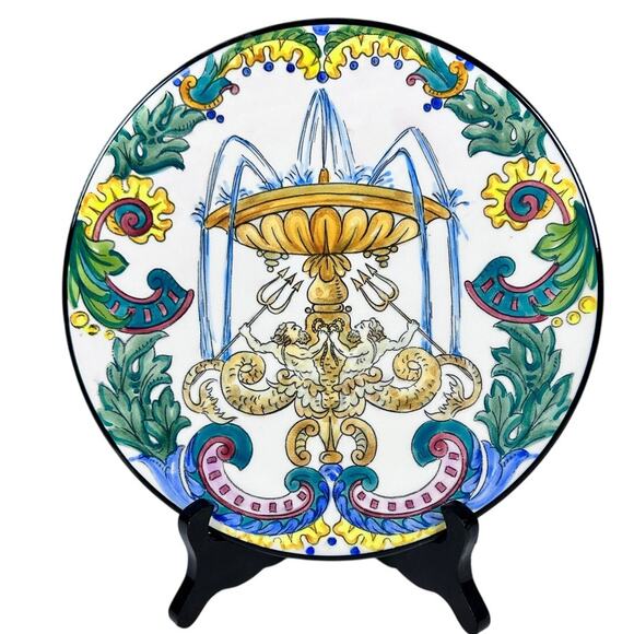 Ceramar Hand Painted Vintage Neo-Classical 9" Wall Plate-Spain-Excellent & Rare! - Picture 2 of 4